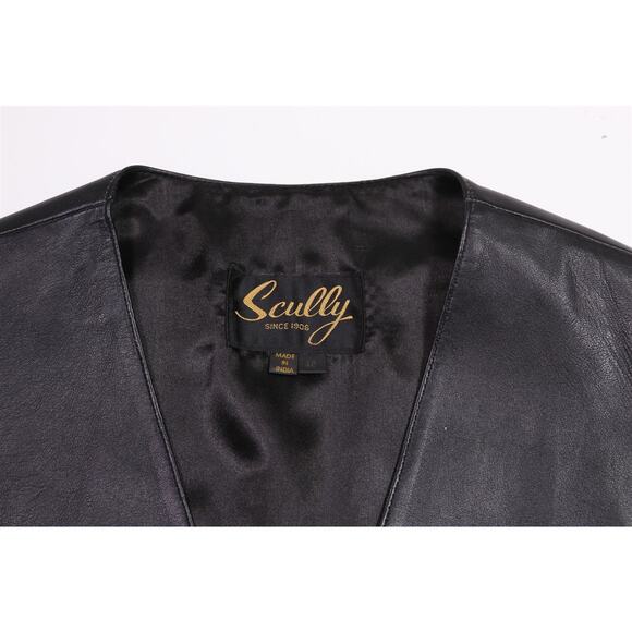 Scully Mens Black Leather Vest Western Rodeo Biker 46 - Picture 5 of 7